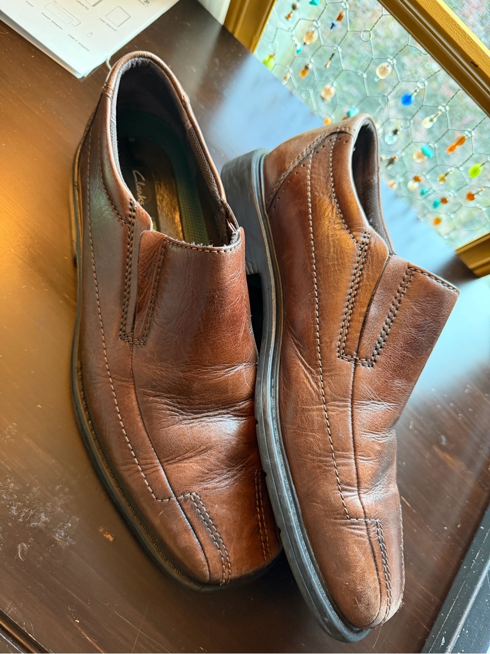 Clarks Men's Brown Leather Slip-On Loafers